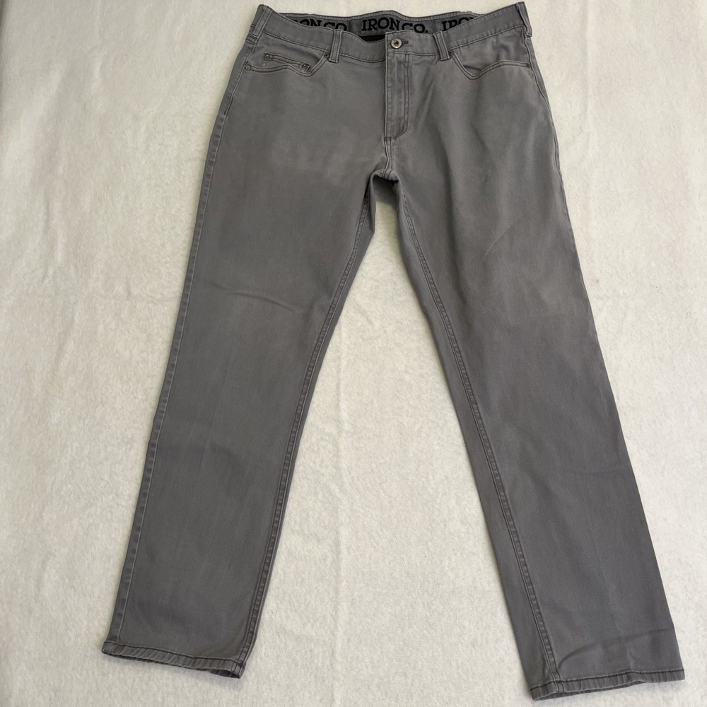 Iron Co Pants Mens 38/33 Gray Slate Stretch Straight Leg Casual Comfort Fit